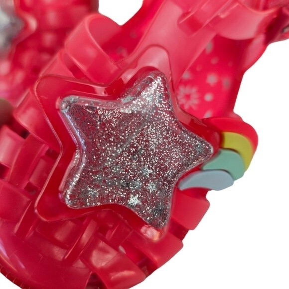 NEW Mini Melissa Pink, Silver Sparkly Star & Rainbow Sandal, Size 9, New in Box - Picture 9 of 14